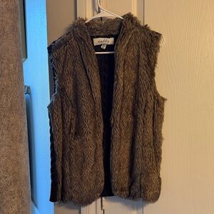 Sebby Brown Faux Fur Vest